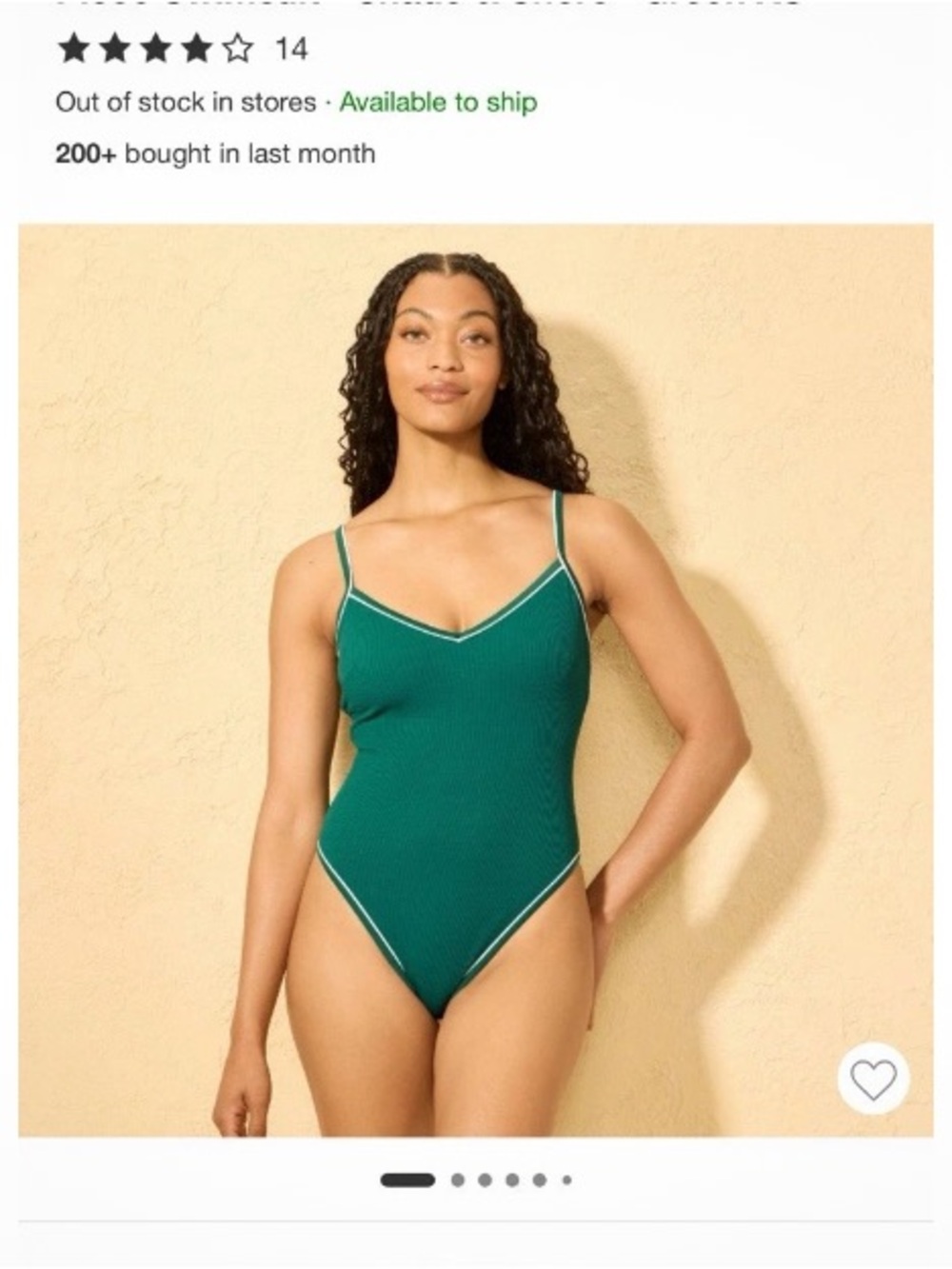 Women's Piping High Leg Extra Cheeky One Piece Swimsuit - Shade & Shore Green S